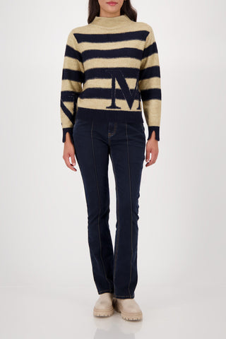 Monari Striped Jumper Navy Blue Beige - MMJs Fashion