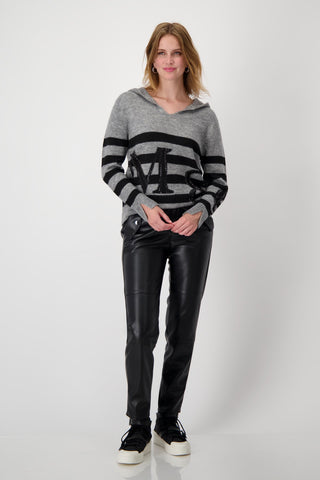 Monari Striped Rhinestone Jumper Grey Black - MMJs Fashion