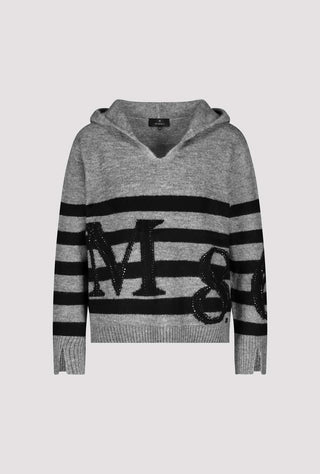 Monari Striped Rhinestone Jumper Grey Black - MMJs Fashion