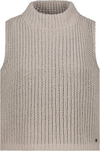 Monari Turtle Neck Sleeveless Jumper Beige - MMJs Fashion