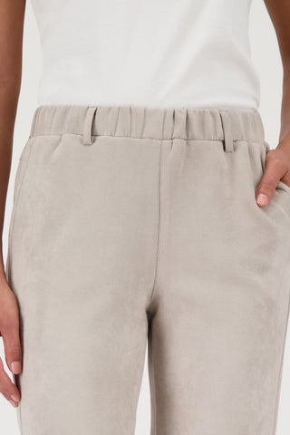 Monari Velour Straight Leg Trousers Beige - MMJs Fashion