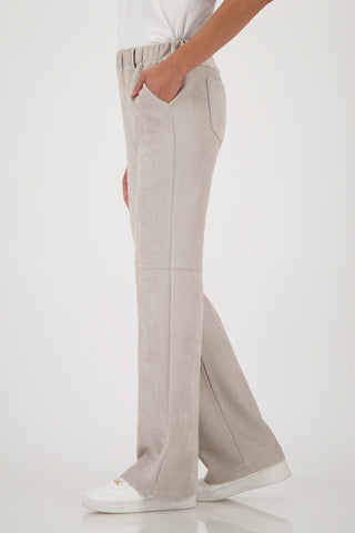 Monari Velour Straight Leg Trousers Beige - MMJs Fashion