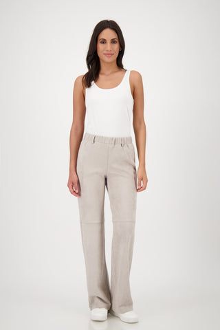 Monari Velour Straight Leg Trousers Beige - MMJs Fashion