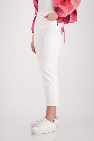Monari Waistband Detail Straight Fit Jeans Ivory - MMJs Fashion