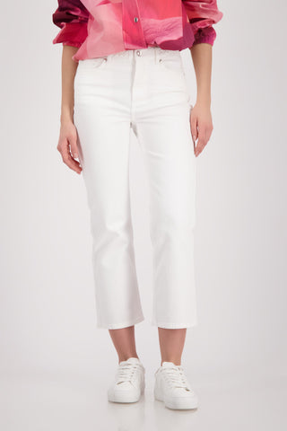 Monari Waistband Detail Straight Fit Jeans Ivory - MMJs Fashion