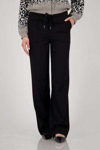 Monari Wide Leg Drawstring Trousers Black - MMJs Fashion
