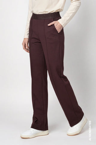 Monari Wide Leg Trousers Dark Brown Bella - MMJs Fashion