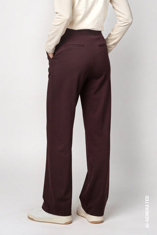 Monari Wide Leg Trousers Dark Brown Bella - MMJs Fashion