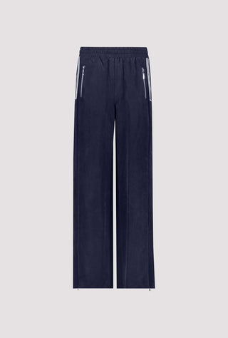 Monari Wide Leg Trousers with Stripe Detail Navy - MMJs Fashion