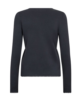 Mos Mosh Buttoned Round Neck Jumper Navy Blue Aliz - MMJs Fashion