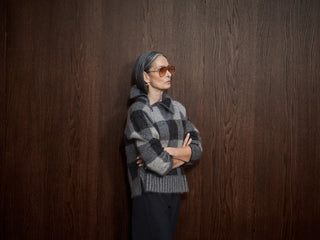 Mos Mosh Checked Zip Neck Jumper Black Grey Maija - MMJs Fashion