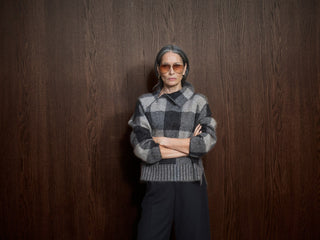 Mos Mosh Checked Zip Neck Jumper Black Grey Maija - MMJs Fashion