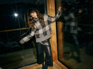 Mos Mosh Checked Zip Neck Jumper Black Grey Maija - MMJs Fashion