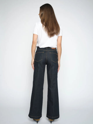 Mos Mosh Dara Deluxe Wide Leg Jeans Dark Blue - MMJs Fashion