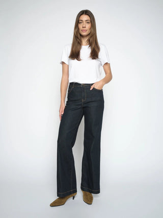 Mos Mosh Dara Deluxe Wide Leg Jeans Dark Blue - MMJs Fashion