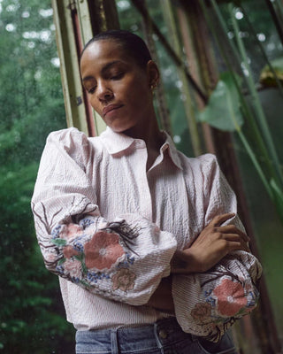 Mos Mosh Embroidered Blouse Pink Ciu Oxfo - MMJs Fashion