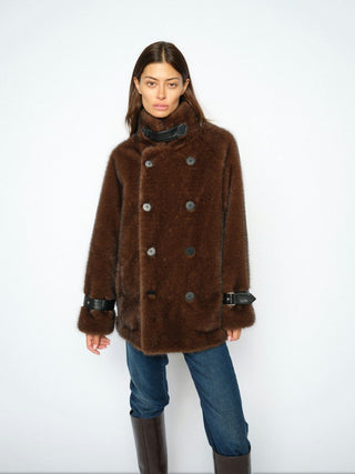 Mos Mosh Faux Fur Jacket Brown Nannette - MMJs Fashion