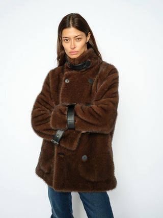 Mos Mosh Faux Fur Jacket Brown Nannette - MMJs Fashion