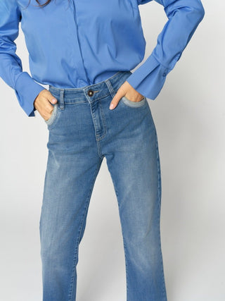 Mos Mosh Flare Fit Cecilia Perla Jeans Mid Blue - MMJs Fashion