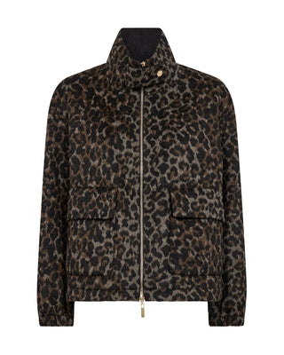 Mos Mosh Leo Print Jacket Black Brown Camille - MMJs Fashion