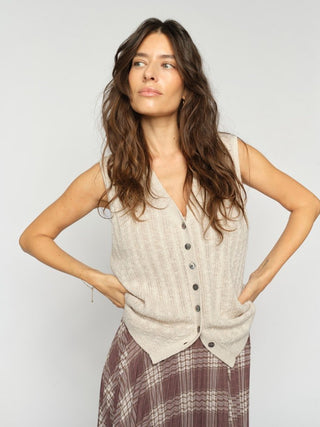 Mos Mosh Marisol Line Knit Top Beige Rinja - MMJs Fashion