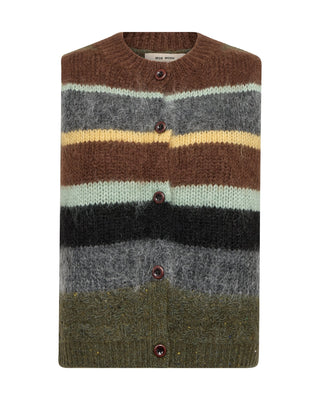 Mos Mosh Multicoloured Stripe Knitted Waistcoat Green Esti - MMJs Fashion