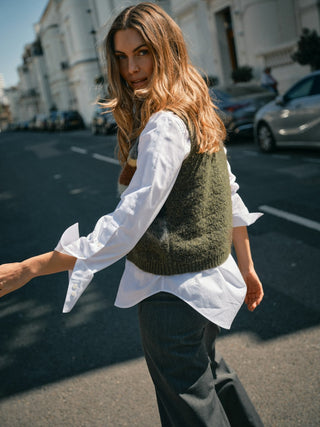 Mos Mosh Multicoloured Stripe Knitted Waistcoat Green Esti - MMJs Fashion