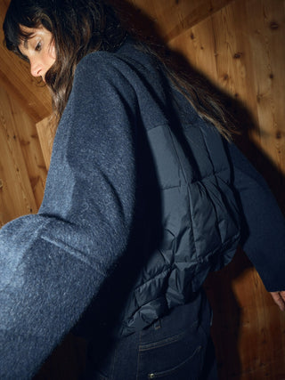 Mos Mosh Puffer Mix Jacket Navy Harriet Loisa - MMJs Fashion