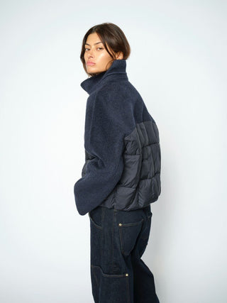 Mos Mosh Puffer Mix Jacket Navy Harriet Loisa - MMJs Fashion