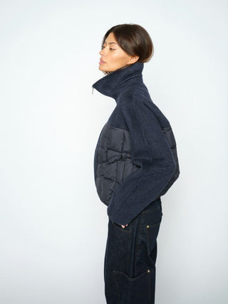 Mos Mosh Puffer Mix Jacket Navy Harriet Loisa - MMJs Fashion