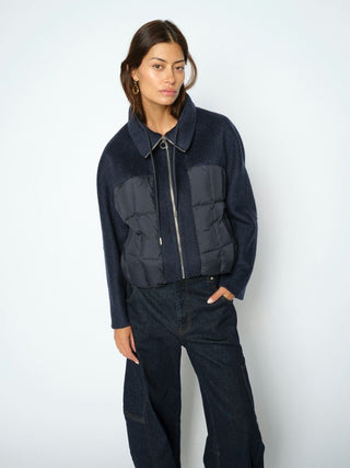 Mos Mosh Puffer Mix Jacket Navy Harriet Loisa - MMJs Fashion
