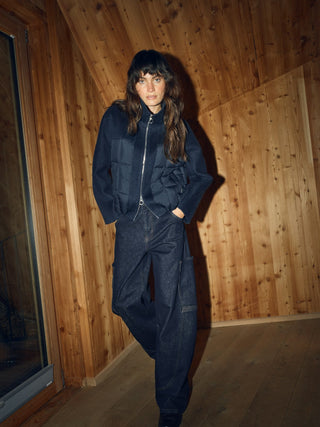 Mos Mosh Puffer Mix Jacket Navy Harriet Loisa - MMJs Fashion