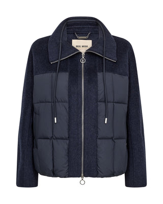 Mos Mosh Puffer Mix Jacket Navy Harriet Loisa - MMJs Fashion