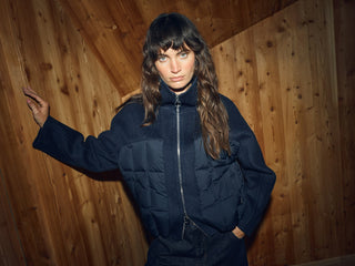 Mos Mosh Puffer Mix Jacket Navy Harriet Loisa - MMJs Fashion