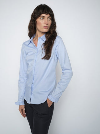 Mos Mosh Ruffle Cuff Shirt Light Blue Mattie - MMJs Fashion