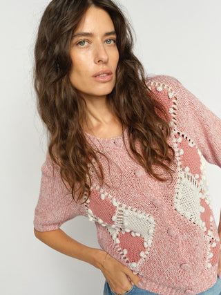 Mos Mosh Short Sleeve Cardigan Pink Elio - MMJs Fashion