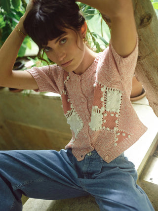 Mos Mosh Short Sleeve Cardigan Pink Elio - MMJs Fashion