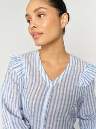 Mos Mosh Stripe Blouse Blue Debby - MMJs Fashion