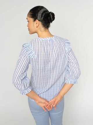 Mos Mosh Stripe Blouse Blue Debby - MMJs Fashion