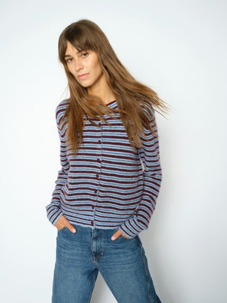 Mos Mosh Striped Cardigan Red Blue Milvi - MMJs Fashion