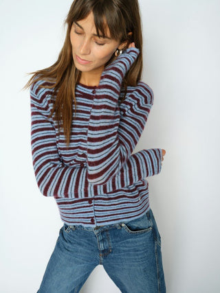 Mos Mosh Striped Cardigan Red Blue Milvi - MMJs Fashion
