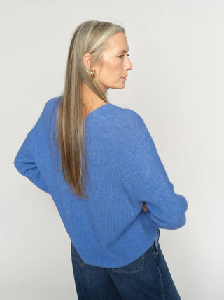 Mos Mosh V - Neck Jumper Blue Thora - MMJs Fashion