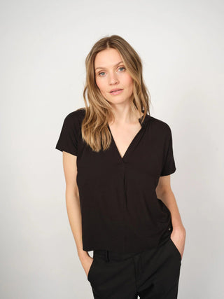 Mos Mosh V - Neck Top Crown Black Shira - MMJs Fashion