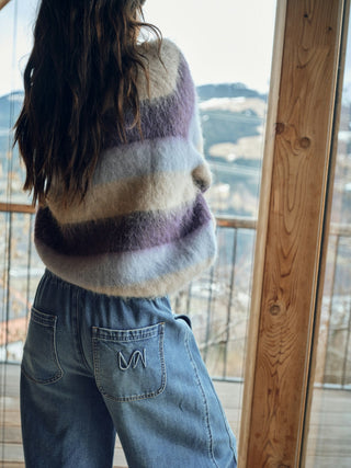 Mos Mosh Wide Stripe Jumper Purple Blue Suvi - MMJs Fashion