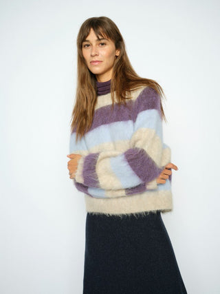 Mos Mosh Wide Stripe Jumper Purple Blue Suvi - MMJs Fashion