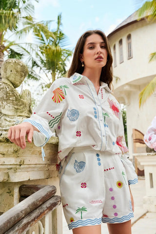 NOIB Drawstring Sleeves Blouse Ecru Ivory Thais - MMJs Fashion