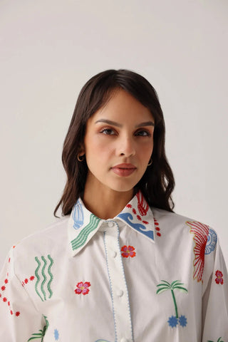 NOIB Drawstring Sleeves Blouse Ecru Ivory Thais - MMJs Fashion