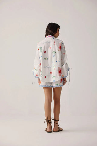 NOIB Drawstring Sleeves Blouse Ecru Ivory Thais - MMJs Fashion