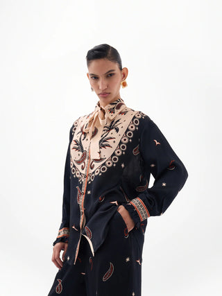 NOIB Nocturnal Jungle Print Blouse Black Ivory Iris - MMJs Fashion