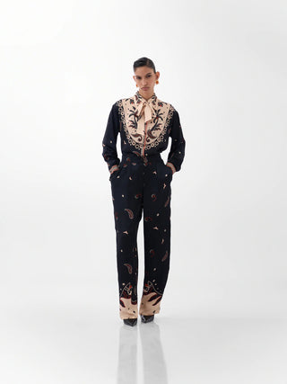NOIB Nocturnal Jungle Print Blouse Black Ivory Iris - MMJs Fashion